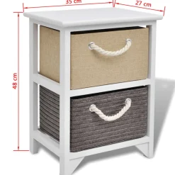 Pack de 2 mesitas de noche Ofelia 2 cajones con asa de cuerda blanco 48x35x27 cm