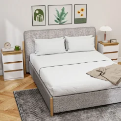 Pack de 2 mesitas de noche Duo Homcom 3 cajones blanco 59,5x40x30 cm