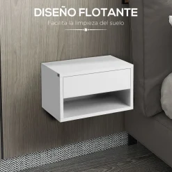 Pack de 2 mesitas Manuela Homcom 1 cajón + 1 estante blanco
