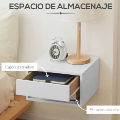 Pack de 2 mesitas Manuela Homcom 1 cajón + 1 estante blanco