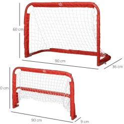Pack de 2 miniporterías Axis Homcom plegables rojo 60x90x36 cm