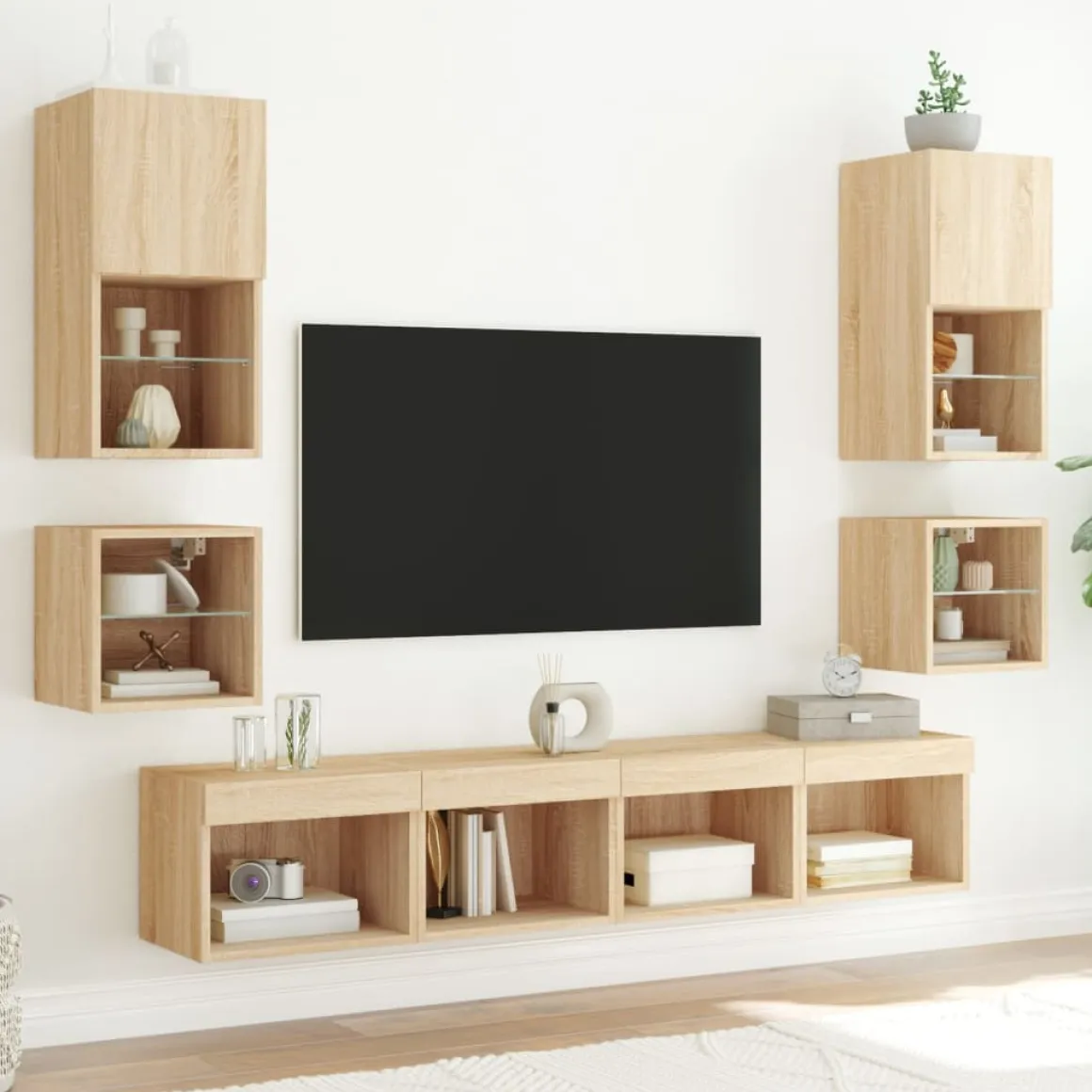 Pack de 2 muebles de TV Vedda de pared con luces LED 30x28,5x30 cm