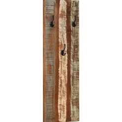 Pack de 2 percheros de pared con 3 ganchos madera 110x36x3 cm
