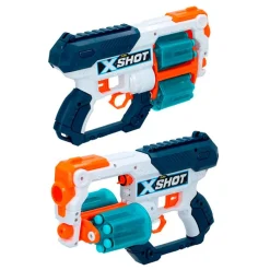 Pack de 2 pistolas X-Shot Xcess 24 dardos 6 botes +8A blanco/azul