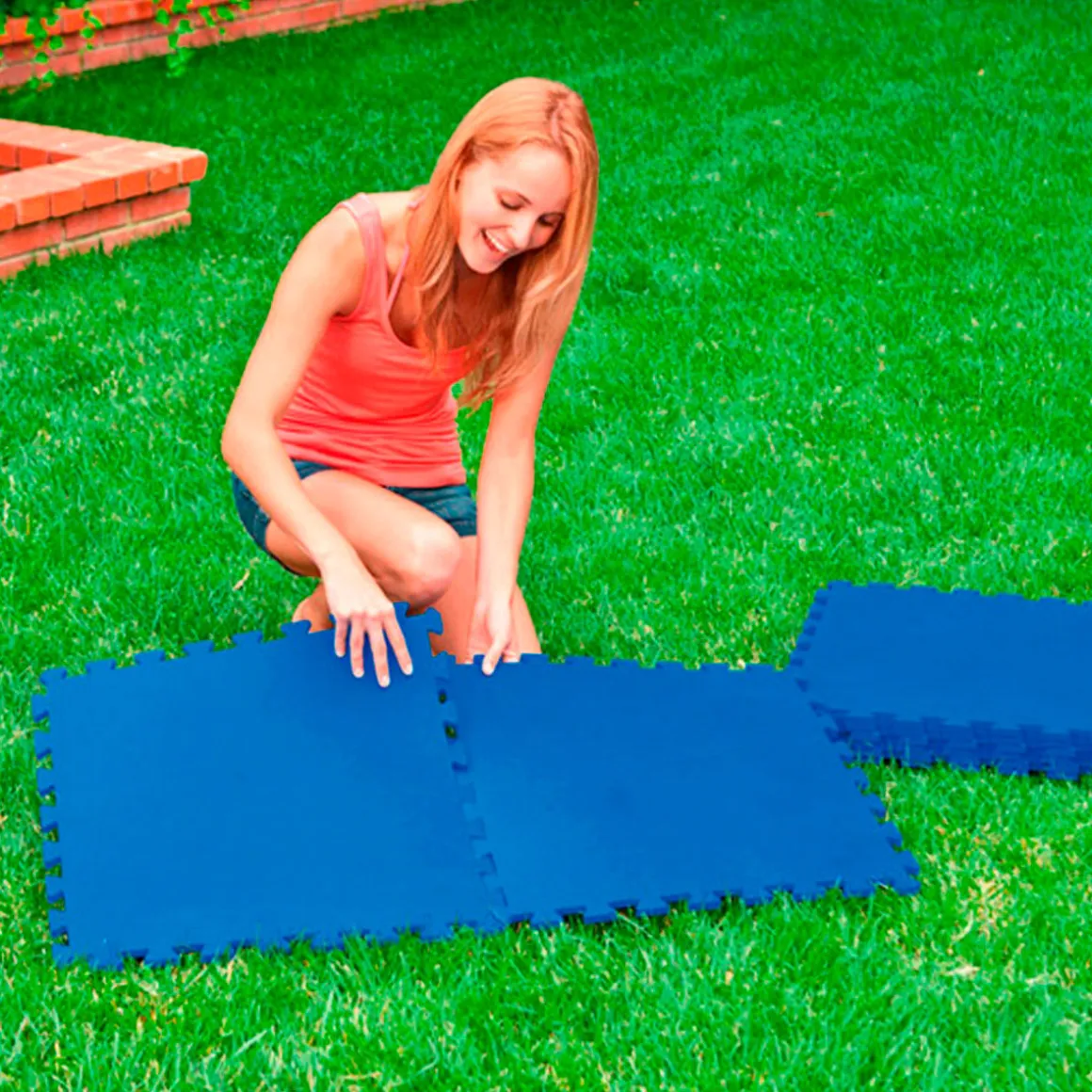 Pack de 8 protectores de suelo para piscinas Intex forma cuadrada azul