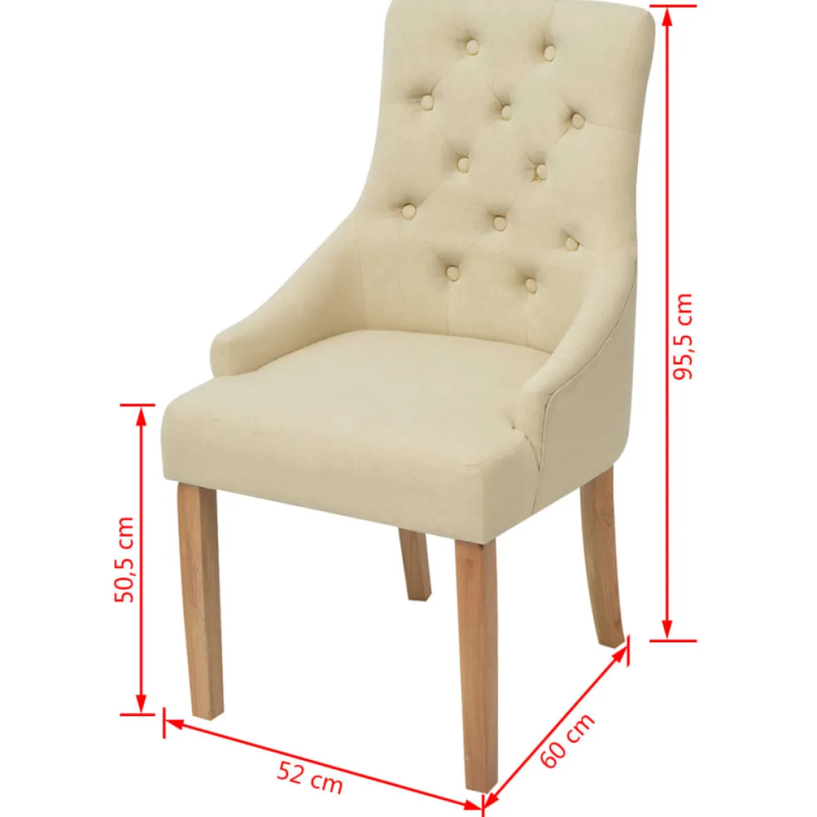 Pack de 2 sillas Cala respaldo alto crema 95,5x52x60 cm