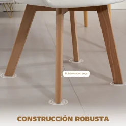 Pack de 2 sillas de comedor Cream Homcom tapizadas blanco 80x54x57 cm
