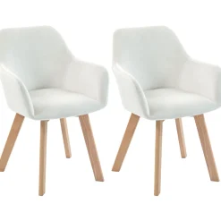 Pack de 2 sillas de comedor Cream Homcom tapizadas blanco 80x54x57 cm