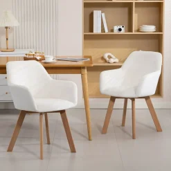 Pack de 2 sillas de comedor Cream Homcom tapizadas blanco 80x54x57 cm