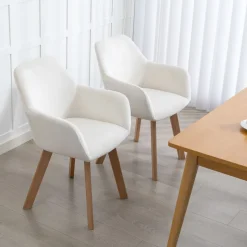 Pack de 2 sillas de comedor Cream Homcom tapizadas blanco 80x54x57 cm
