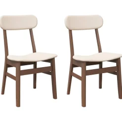 Pack de 2 sillas de comedor Adela respaldo ergonómico marrón claro