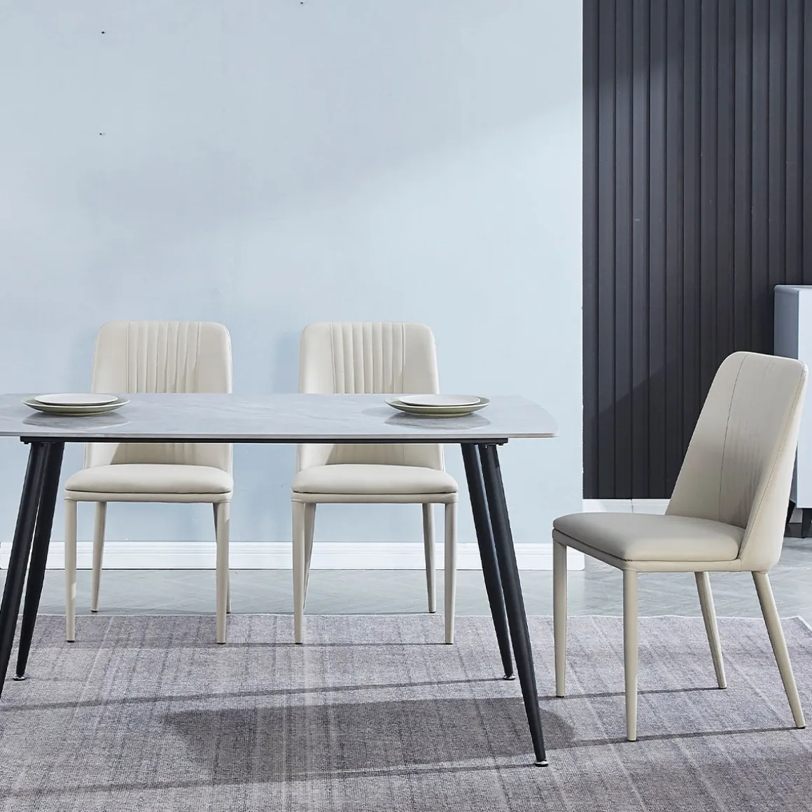 Pack de 2 sillas de comedor Rowena cuero PU 87x50x53 cm