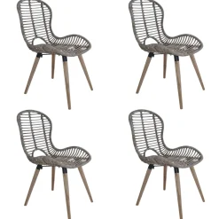 Pack de 4 sillas de comedor Oreo ratán 85x48x64 cm