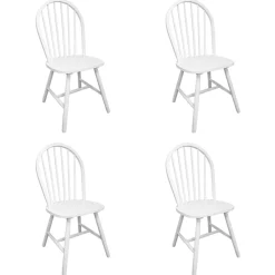 Pack de 4 sillas de comedor Calama madera de caucho blanco 94x46,5x52 cm