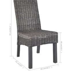 Pack de 2 sillas de comedor Kentucky ratán Kubu 93x46x61 cm