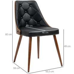 Pack de 2 sillas de comedor Mel Homcom cuero sintético negro