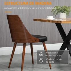 Pack de 2 sillas de comedor Mel Homcom cuero sintético negro
