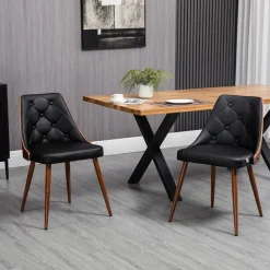 Pack de 2 sillas de comedor Mel Homcom cuero sintético negro