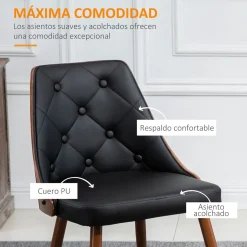 Pack de 2 sillas de comedor Mel Homcom cuero sintético negro