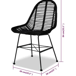 Pack de 4 sillas de comedor Cairo ratán negro 84x49x56 cm
