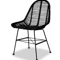 Pack de 4 sillas de comedor Cairo ratán negro 84x49x56 cm