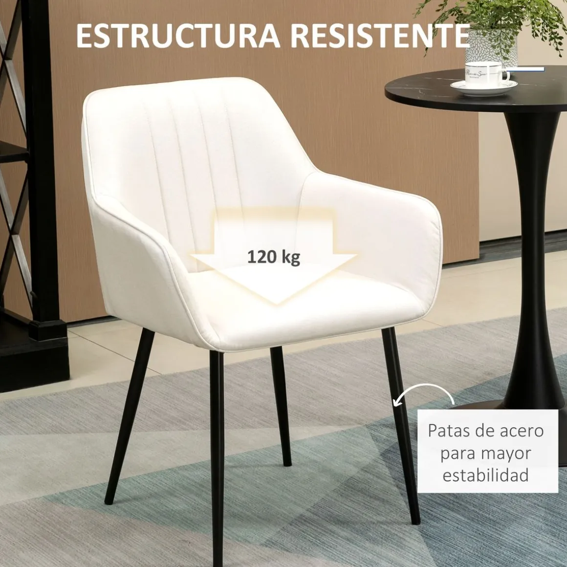 Pack de 2 sillas de comedor Ali Homcom blanco 81x59,5x56,5 cm