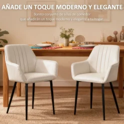 Pack de 2 sillas de comedor Ali Homcom blanco 81x59,5x56,5 cm