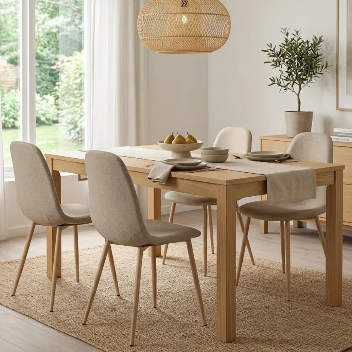 Pack de 4 sillas de comedor Malmo beige 87x44x30 cm
