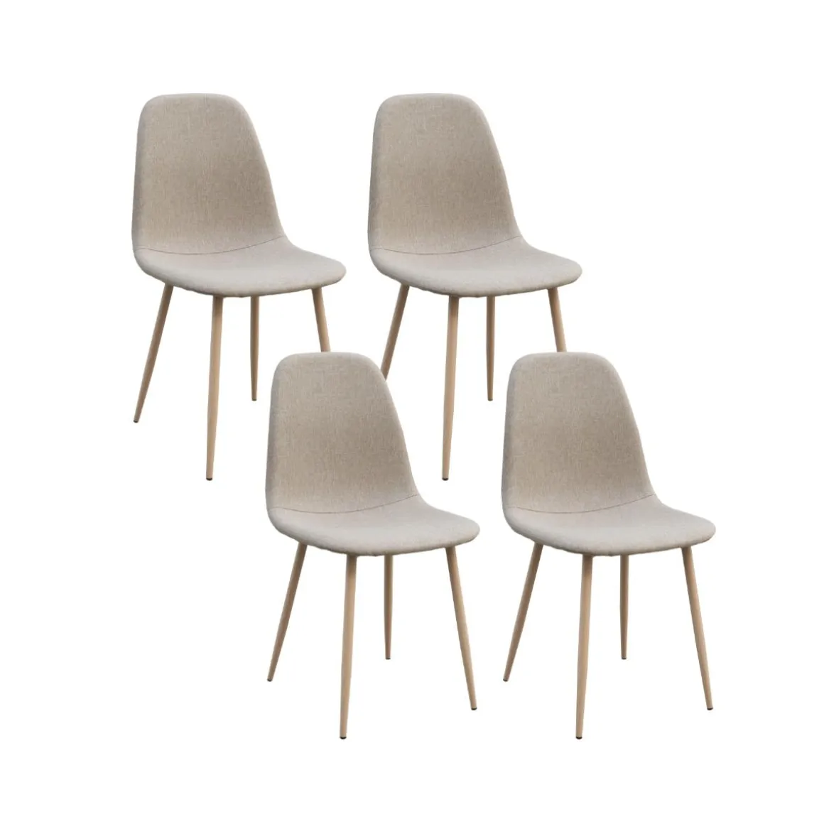 Pack de 4 sillas de comedor Malmo beige 87x44x30 cm