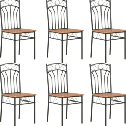 Pack de 6 sillas de comedor Malbork diseño retro natural/negro