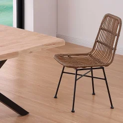 Pack de 4 sillas de comedor Thai ratán marrón/negro