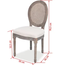 Pack de 4 sillas de comedor Carlos V lino + ratán crema