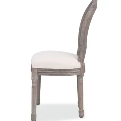 Pack de 4 sillas de comedor Carlos V lino + ratán crema