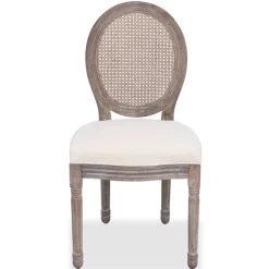 Pack de 4 sillas de comedor Carlos V lino + ratán crema
