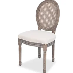 Pack de 4 sillas de comedor Carlos V lino + ratán crema