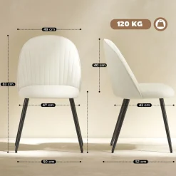Pack de 4 sillas de comedor Macarena Homcom crema