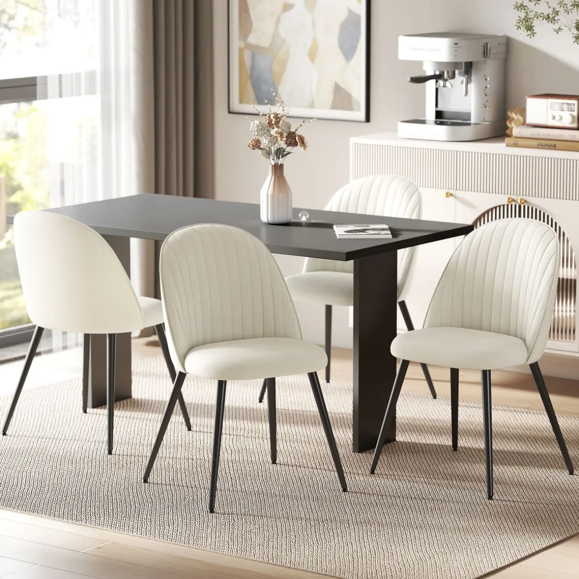 Pack de 4 sillas de comedor Macarena Homcom crema