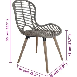 Pack de 2 sillas de comedor Oreo ratán 85x48x64 cm