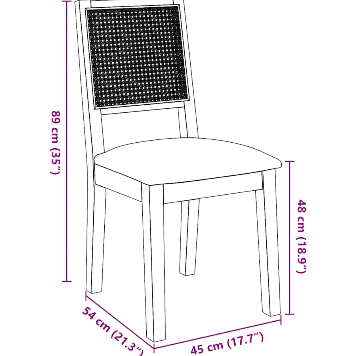 Pack de 2 sillas de comedor Sherry asiento acolchado gris/natural