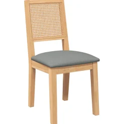 Pack de 2 sillas de comedor Sherry asiento acolchado gris/natural