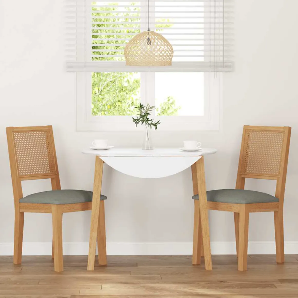 Pack de 2 sillas de comedor Sherry asiento acolchado gris/natural
