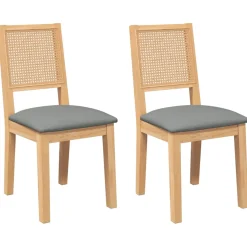 Pack de 2 sillas de comedor Sherry asiento acolchado gris/natural