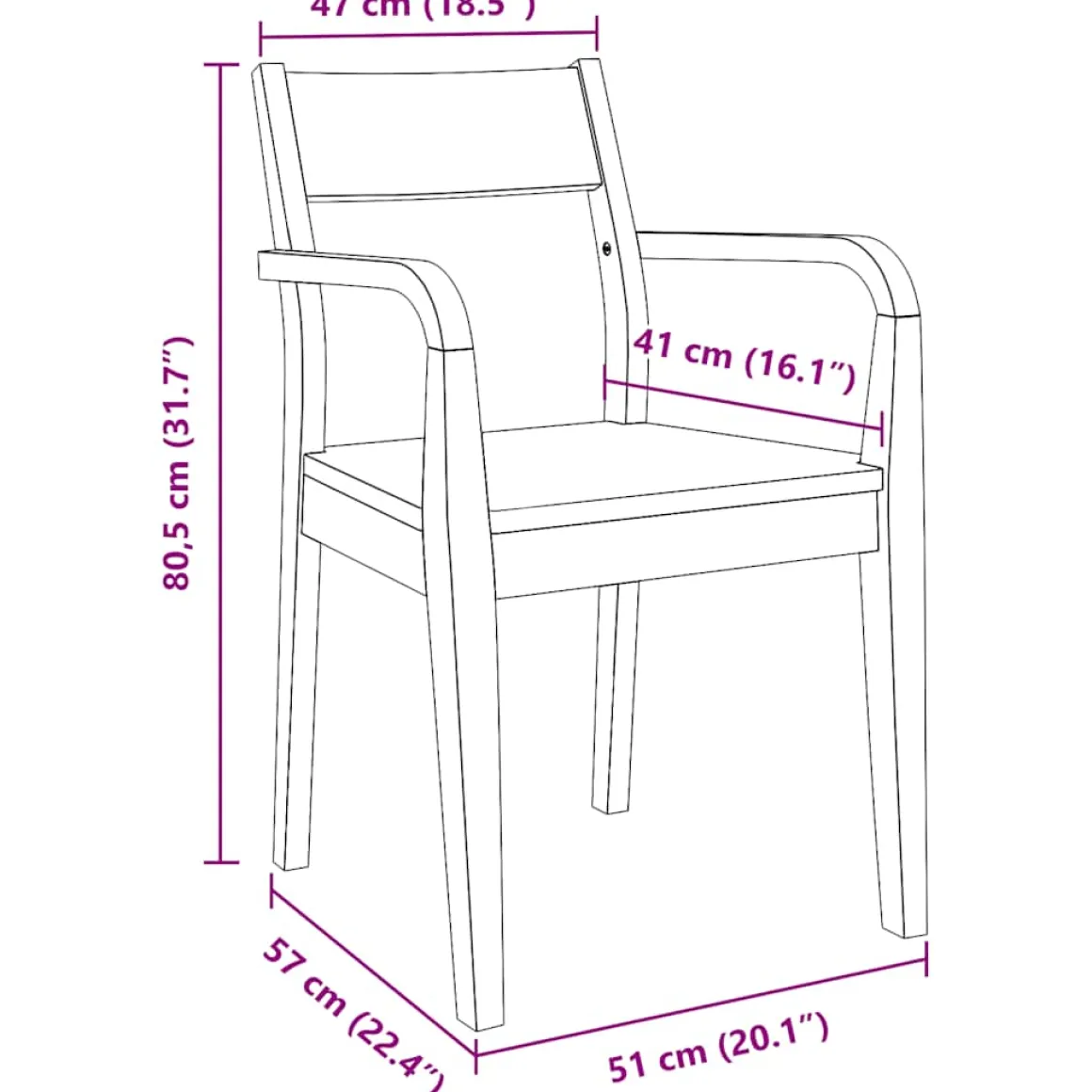 Pack de 2 sillas de comedor Arthur reposabrazos + asiento acolchado