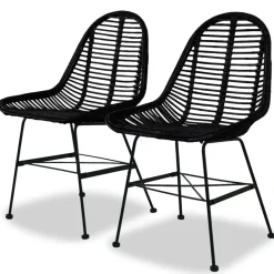 Pack de 2 sillas de comedor Cairo ratán negro 84x49x56 cm