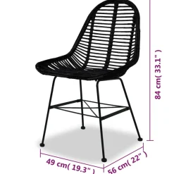 Pack de 2 sillas de comedor Cairo ratán negro 84x49x56 cm