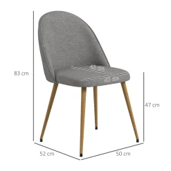 Pack de 2 sillas de comedor Nissa Homcom gris 83x50x52 cm