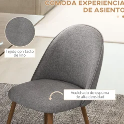 Pack de 2 sillas de comedor Nissa Homcom gris 83x50x52 cm