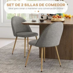 Pack de 2 sillas de comedor Nissa Homcom gris 83x50x52 cm