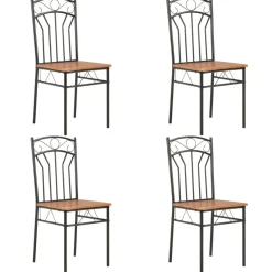 Pack de 4 sillas de comedor Malbork diseño retro natural/negro