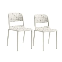 Pack de 2 sillas de exterior Bora apilables con protección UV blanco
